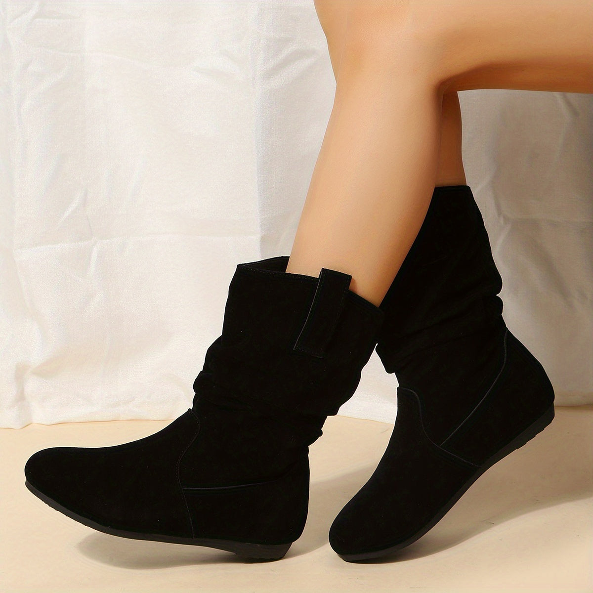 Women's Casual Warm Slouchy Mid-Calf Boots