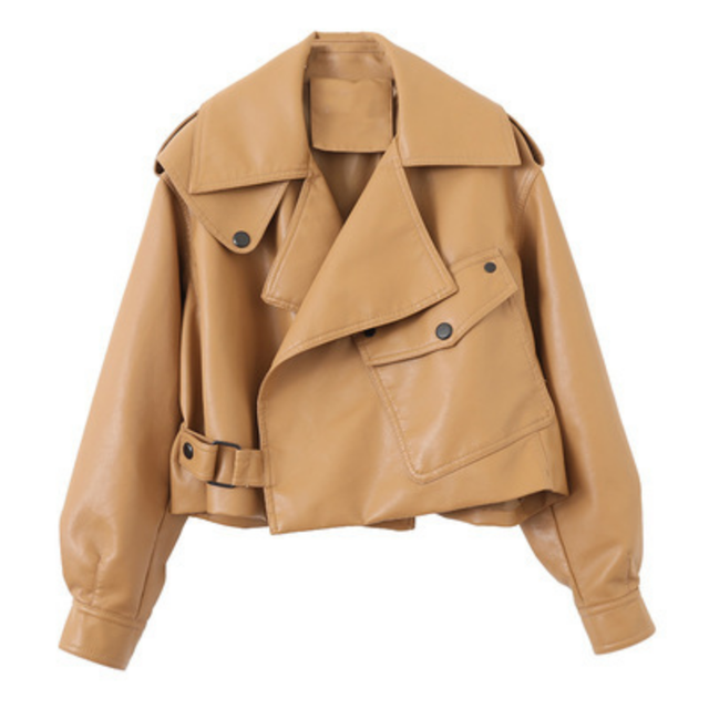 Women's Stylish Oversized Short Vegan Leather Jacket | Ideal for Winter