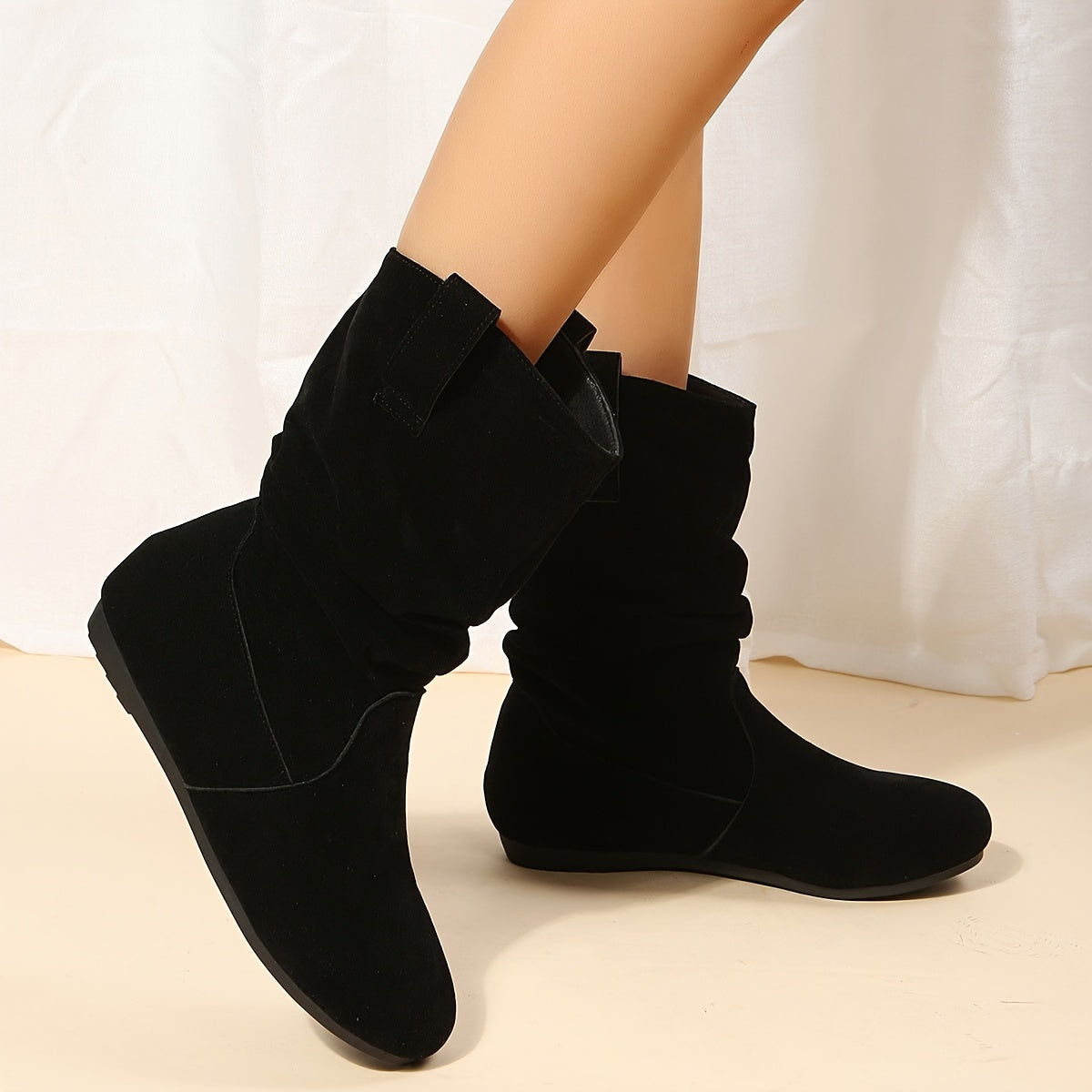 Women's Casual Warm Slouchy Mid-Calf Boots