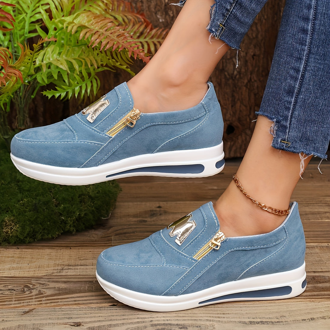 Women's Casual Lightweight Platform Trainers with Zipper | Perfect for Casual Days