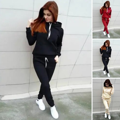 Women's Casual Oversized Hooded Tracksuit with Pockets and Drawstring | Perfect for Outdoor Activities