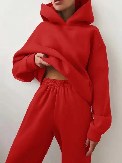 Women's Casual Oversized Hooded Tracksuit with Pockets | Perfect for Outdoor Activities