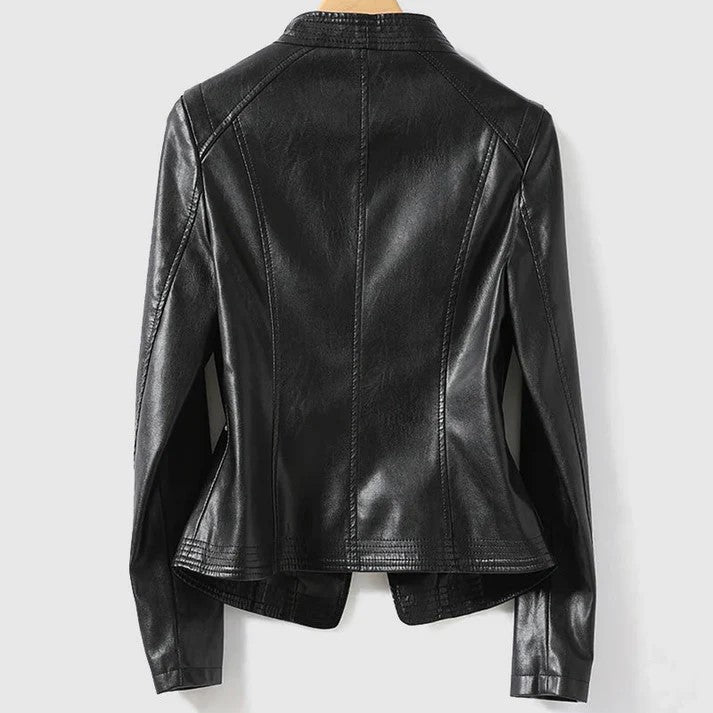 Elegant Leather Jacket with Zipper for Women | Perfect for All Seasons