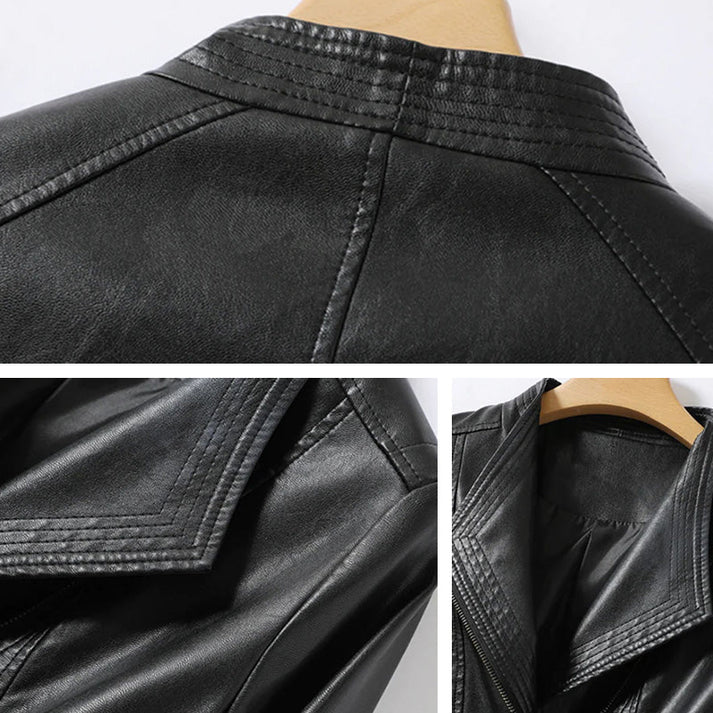 Elegant Leather Jacket with Zipper for Women | Perfect for All Seasons