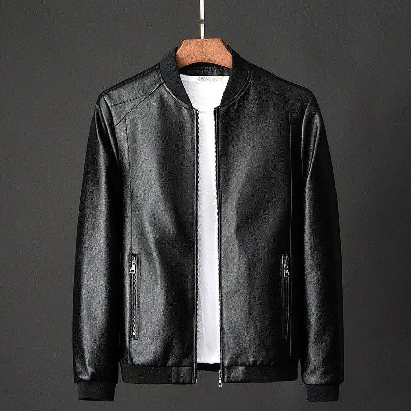 Men's Stylish Business Vegan Leather Jacket With Zippered Pockets | Ideal for Winter