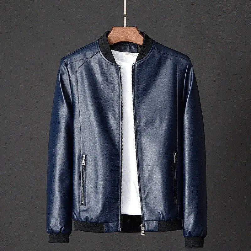 Men's Stylish Business Vegan Leather Jacket With Zippered Pockets | Ideal for Winter